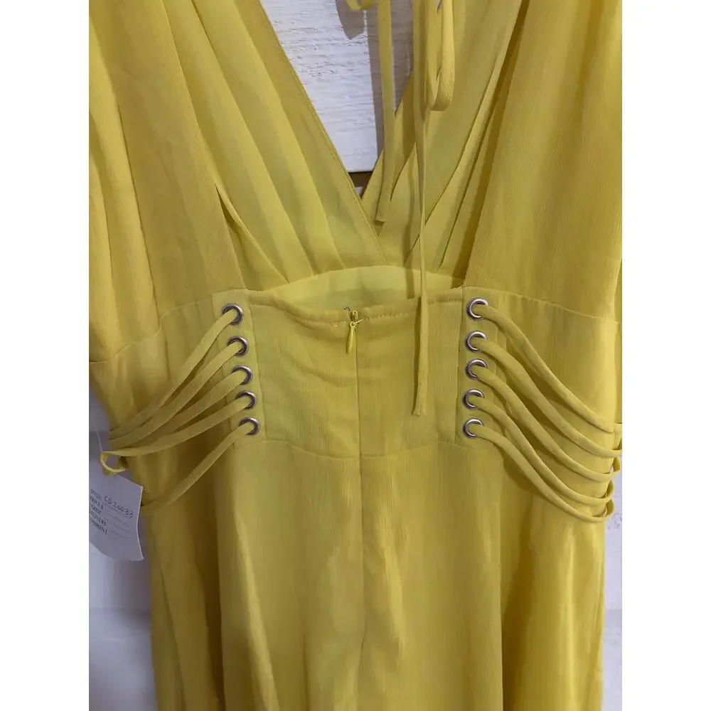 Cefian High Low Chiffon Halter Dress Lace Up Waist Boho Summer Festival Size S - Picture 6 of 7